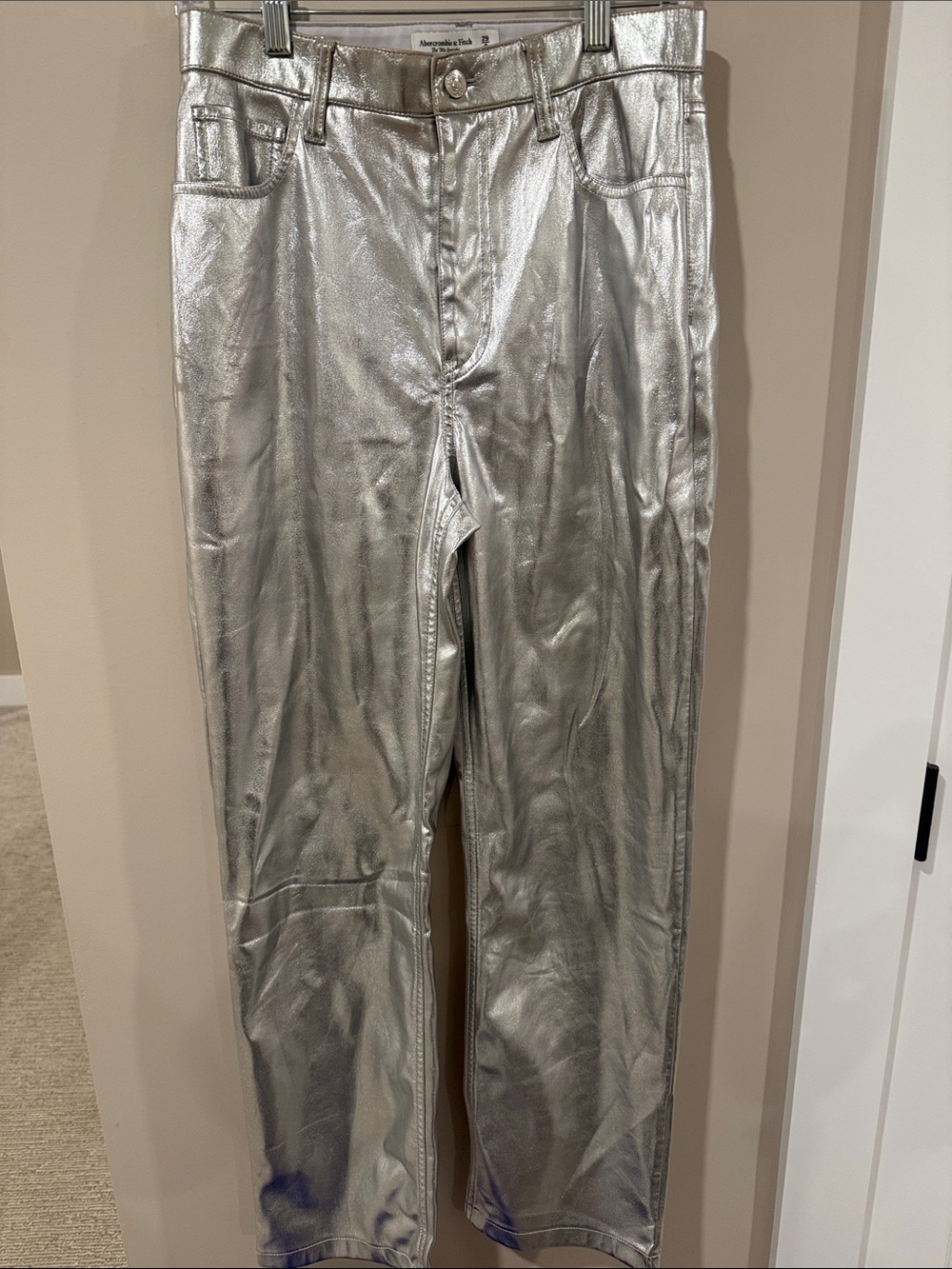Abercrombie & Fitch Metallic Silver 90’s Ultra High Rise Pant